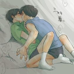 brothers clothed gay incest kissing matsuno_choromatsu matsuno_karamatsu osomatsu-kun osomatsu-san suiriku yaoi