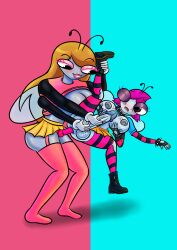 1female 1futa 2020s 2025 4_arms accurate_art_style anal_sex antennae_(anatomy) big_balls big_breasts big_penis blonde_female blue_shirt blush boots breast_size_difference breasts breasts_out_of_clothes caressing_balls character_name:dawn's_servants clothed_sex color_background dawn's_cronies disney disney_channel dominant_female domination female fingerless_gloves freckles freckles_on_balls freckles_on_breasts freckles_on_face futanari gloves gloves_(marking) holding_leg huge_breasts insect_girl insect_wings intersex intersex/female large_wings lifting_person light-skinned_female light-skinned_futa lily_(the_buzz_on_maggie) long_hair looking_at_each_other looking_at_partner magenta_hair maggie_pesky masturbation miniskirt multi_arm one_eye_closed penis pink_background pink_eyeshadow pink_lipstick pink_pantyhose pink_shirt playing_with_own_breasts punk_girl purple_eyeshadow render short_female small_wings smug_face standing_sex strap-on strapon_sex striped_legwear stroking_penis studded_bracelet studded_collar submissive_futa tall_female the_buzz_on_maggie torn_pantyhose transparent_wings turquoise_background two_tone_background wide_hips wing_size_difference yellow_skirt zombiez
