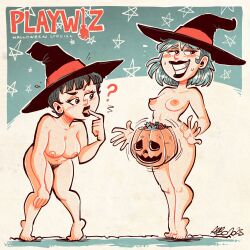alboart barefoot breasts bucket female futa_with_female futanari halloween lipstick mostly_nude mostly_nude_female mostly_nude_futa pubic_hair