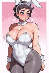 ai_generated black_hair blue_eyes bubble_butt bunnysuit diantha_(pokemon) pokemon self_insert self_upload
