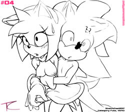 amy_rose bangs breasts clothing confusion furry futa_with_male futanari hedgehog intersex invalid_tag mammal penis sonic_(series) sonic_the_hedgehog surprise tc