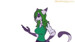 2025 2d animated anthro areola big_breasts biped blush breast_growth breasts digital_media_(artwork) domestic_cat electronics eyeshadow felid feline felis female flashing flashing_breasts green_eyes green_hair growth heterochromia holding_object holding_phone looking_at_viewer lyahim makeup mammal navel nipples one_eye_closed phone pink_areola pink_nipples red_eyes simple_background smile smiling_at_viewer solo tail talking_to_viewer tsukareta_(lyahim) white_background wink winking_at_viewer