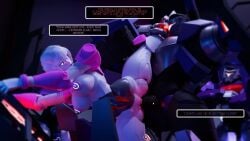 arcee arcee_(g1) autobot blue_eyes breasts breasts_out decepticon leg_over_shoulder mengsk penetration red_eyes transformers vehicon