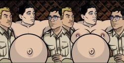 archer_(series) big_breasts cyril_figgis lactating lactation large_breasts male_breasts male_lactation male_pregnancy mpreg outie outie_belly_button outie_navel pregnant_belly pregnant_male ray_gillette(character) sterling_archer thestarry900