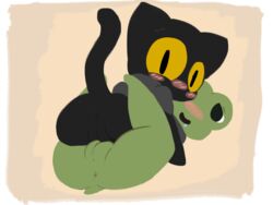 2017 amphibian anus blush drooling feline female frog froggy_(google) google google_doodle halloween holidays looking_at_viewer magic_cat_academy mammal momo_(google) no_humans pussy saliva sex tribadism vono yellow_eyes yuri