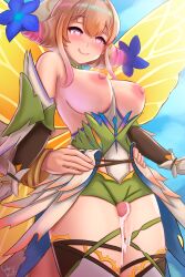 1boy 1girls :p alternate_costume armpits bare_thighs blonde_hair blush breasts breasts_out brown_hair ciderwrath cum_on_body cum_on_leg detached_sleeves fairy fairy_wings female female_focus fire_emblem fire_emblem_heroes gloves half-closed_eyes heart-shaped_pupils heavy_breathing hip_grab kiran_(fire_emblem) kiran_(fire_emblem)_(male) large_breasts licking_penis long_sleeves looking_down male multicolored_hair nintendo nipples official_alternate_costume outdoors penis peony_(cherished_dream)_(fire_emblem) peony_(fire_emblem) pink_eyes sex short_hair shorts sidelocks skindentation smile solo_focus thick_thighs thigh_sex thighhighs thighs tongue tongue_out torn_clothes wings