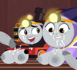 accurate_art_style cum cum_on_face female kana_(thomas_and_friends) nia_the_kenyan_engine thomas_and_friends thomas_and_friends_all_engines_go train