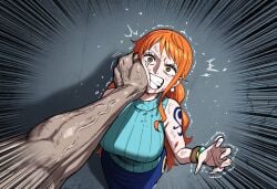 1boy 1girls abuse ai_generated clenched_teeth crying crying_with_eyes_open dark-skinned_male face_slapping female female_focus gloopai injury interracial male muscular_male nai_diffusion nami one_piece post-timeskip rolling_eyes rough_sex ryona scared scared_expression slap slapping slapping_face tear tearing_up tears trembling veiny_muscles violence