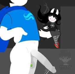 blush brother_and_sister edit homestuck huge_cock incest jade_harley john_egbert lip_biting momazosfunados pawprint_marking strilalonder tattoo_on_balls