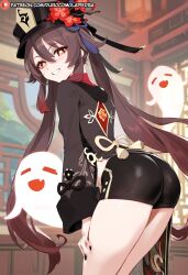 1girls ai_generated ass dclp from_behind genshin_impact hu_tao_(genshin_impact) standing