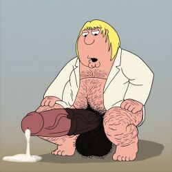 1boy ai_generated chris_griffin chubby_male family_guy fat_man horsecock hyper_penis male_only