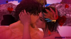 1boy1girl 3d azucena_milagros_ortiz_castillo bandai_namco beach brown_hair dark-skinned_female dark_skin doggy_style earrings flower_in_hair green_eyes hair_ornament kissing latina medium_hair miguel_caballero_rojo namco peruvian peruvian_female tekken tekken_8 video_game_character