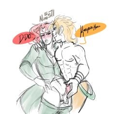 2boys dio_brando erection gay joestar_birthmark jojo's_bizarre_adventure male male/male male_only noriaki_kakyoin penis stardust_crusaders text yaoi