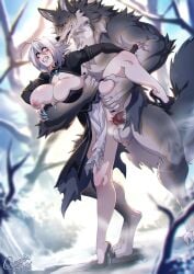 1boy 1girls anthro anthro_on_human aroused bad_end blue_eyes blush bottomless breasts_out captured captured_heroine claws clothed_sex crescentia crescentia_fortuna deathblight deathblight_barghest defeated defeated_heroine embarrassed exposed_breasts fawaris_(deathblight_barghest) female_human fit_female from_behind frown furry grey_fur high_heels hourglass_figure hug hugging_from_behind human interspecies kemonomimi knot large_breasts larger_male light-skinned_female long_fingernails maledom mature_female mature_male monster monster_cock monster_rape nipples no_panties official_art pale-skinned_female rape restrained scared sex sex_from_behind size_difference slim_waist smaller_female smile spread_legs standing_on_one_leg standing_sex struggling teratophilia thick_thighs thigh_grab thigh_squish vaginal_penetration weak_resistance webcomic_character werewolf white_hair wide_hips wolfenstahl worried_expression yellow_eyes