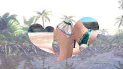 3d animated ass athletic athletic_female beach big_breasts bikini blue_eyes breasts bubble_butt busty cleavage dead_or_alive dead_or_alive_xtreme_venus_vacation female female_focus female_only hourglass_figure luna_(doa) navel official_art outdoors outside tagme trailer video white_hair wide_hips