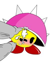 big_head cum_on_face cumshot disembodied_penis metateen non-human non-human_only small_body spiked_shell spiky_(wario_land) toony wario_land white_background yellow_body