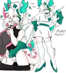 anthro cum gay gloves horn male medkit_(phighting) nurse only orgasm penis penis_grab phighting subspace_(phighting) toxic yaoi