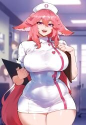 1girls :d ai_generated female female_focus female_only fox_ears genshin_impact hi_res hospital huge_breasts indoors large_breasts long_hair miyuai nai_diffusion nurse nurse_cap nurse_clothing nurse_hat nurse_uniform pink_eyes pink_hair smile smiling solo solo_female solo_focus stable_diffusion thiccwithaq_(ai_style) thick thick_ass thick_butt thick_hips thick_legs thick_thighs wide_hips yae_miko