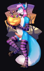 balls blue_fur bluefox candy canide food fur girly halloween holidays knot male nyaaa nyaaa_foxx penis zazush-una