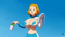 1girls 2023 blonde_hair bra commission huge_breasts jogging_outfit nintendo princess_zelda solo solo_female tagme tears_of_the_kingdom the_legend_of_zelda ydbunny zelda_(tears_of_the_kingdom)