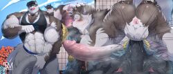 55mango anthro balls bara barazoku big_balls big_penis blowjob blush boner bulge clothing erection erection_under_clothes furry gay horkeukamui kissing krampus_(tokyo_afterschool_summoners) male male_only muscles muscular oral penis sweat sweating tokyo_afterschool_summoners