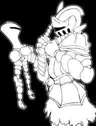 absurd_res armor black_and_white bodily_fluids clothing cum cum_inside dark_souls female fromsoftware genital_fluids hi_res humanoid knight male monochrome pornwhal ruin_sentinels sex straight the_pursuer video_games warrior