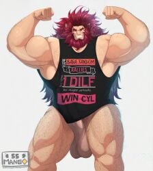 55mango balls bara beard big_balls big_penis body_hair boner caineghis_(fire_emblem) erection erection_under_clothes facial_hair fire_emblem fire_emblem:_path_of_radiance fire_emblem:_radiant_dawn flexing laguz_(race) male male_only muscles muscular nintendo one_eye_closed penis solo solo_male tank_top