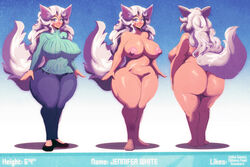 animal_humanoid ass big_breasts big_butt blush breasts canine clothing commissar_spuds eyewear female footwear fox freckles glasses humanoid jennifer_white jennifer_white_(cs) mammal riendonut shoes sweater thick_thighs wide_hips