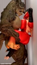 1boy 1girls 3d 3d_animation against_wall ambiguous_penetration animated anthro ass balls big_ass big_breasts big_penis blaziken breast_press breasts crossover deathclaw eastern_and_western_character fallout female furry furry_only horns indoors jiggle jiggling_ass jiggling_breasts kasdaq male muscular muscular_male no_sound nude nude_female nude_male penis pokemon pokemon_(species) sex side_view size_difference straight straight_sex thick_thighs video wide_hips