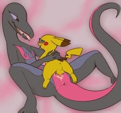 1boy 1girls 2017 anthro anus ass back black_eyes blue_sclera blush brown_fur cum cum_in_pussy cum_inside erection feet female flat_chest furry glasses half-closed_eyes holding interspecies larger_female male nintendo no_humans no_nipples original_character penetration penis pikachu pokémon_(species) pokemon pokemon_(species) pokemon_sm purple_sclera pussy pussy_juice rodent salazzle scalie sex size_difference smaller_male spread_legs straight tail thick_thighs vaginal_penetration vandalistpikachu video_games yellow_fur