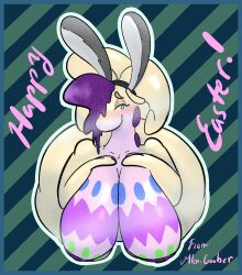 1girls anthro areolae ass ass_bigger_than_head bending_forward big_ass big_breasts big_butt bodypaint breasts breasts_bigger_than_head bubble_butt bunny_ears curvaceous curvy curvy_figure dragon easter english_text erect_nipples female female_only game_freak goodra green_eyes hair_over_one_eye huge_ass huge_breasts mlem_(mlemgoober) mlemgoober nintendo paint pokemon shiny_pokemon solo solo_female tail text thick_thighs voluptuous voluptuous_female wide_hips
