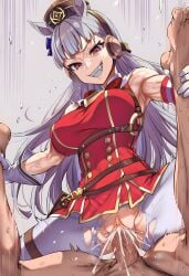 abs ai_generated amazon_position armpit_crease armpit_fetish armpit_peek armpits breasts clitoris closed_mouth clothed_female clothed_female_nude_male clothed_sex completely_nude_male cowgirl_position cum_in_pussy cum_inside faceless_male fangs female femdom forced forced_sex gold_ship_(umamusume) happy_sex large_breasts long_hair male muscular muscular_female muscular_male nakadashi penetration penis pussy reverse_rape silver_hair smile smirk teeth umamusume umamusume_pretty_derby vaginal_penetration vaginal_sex veiny_penis white_hair