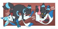 69_position amputee anatomically_correct anatomically_correct_anus animal_genitalia animal_penis anus badfurgood bdsm blush blush_lines bodily_fluids bondage bound butt_lick canine_genitalia canine_penis collar cutaway disability duo echo_(badfurgood) eeveelution eunuch fellatio feral generation_2_pokemon generation_4_pokemon genitals glaceon heart_symbol hi_res knot leash licking looking_pleasured male male/male motion_lines nintendo oral penile penis pokemon pokemon_(species) prosthetic prosthetic_leg prosthetic_limb raised_tail restrained rubbing_penis saliva saliva_on_penis scar sex sheath shiny_pokemon tail tongue tongue_out umbre_(umbre2597) umbreon