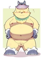 belly big_belly blush canine costume cusith fur furry halloween holidays male male_only mammal moobs mostly_nude navel nipples obese overweight overweight_male paws penis pose quanjiang scarf slightly_chubby small_penis solo solo_male tokyo_afterschool_summoners