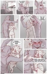 2026 5_fingers absurd_res anthro anthro_on_anthro ass bat biped breasts claws clothed clothed_anthro clothed_male clothing comic dialogue digital_drawing_(artwork) digital_media_(artwork) duo english_text female finger_claws fingers fur genitals hair hi_res hyena male male/female mammal navel profanity speech_bubble spuydjeks spuydjeks_(character) standing tail teeth text vulva