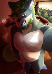 2025 absurd_res anthro balls beard belly big_belly bodily_fluids canid canine canis cum detailed_background digital_media_(artwork) ejaculation erection facial_hair fur genital_fluids genitals hair hi_res himbo lupice male mammal masturbation multicolored_body muscular muscular_male nipples nude open_mouth pecs penis piercing portrait smile solo tail thick_thighs tongue tongue_out wolf