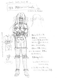 blindfold bondage collar female gag mindead_blood monochrome sakaki_yuuka shiizaki_hinaki sketch slave