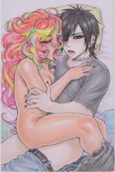 ai_assisted black_hair colorful_hair emo tagme