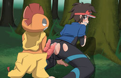 2boys animal_genitalia animal_penis diphallia diphallism duo femboy freako gay hemipenes human interspecies male male_only mammal multi_penis nate_(pokemon) nintendo penis pokémon_(species) poképhilia pokemon scrafty video_games yaoi