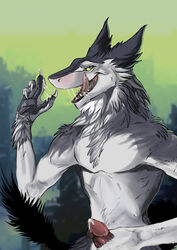 anthro claws cum erection fur hair handjob hi_res male male_only mammal nude open_maw open_mouth penis saliva sergal sex solo source_request tongue unknown_artist