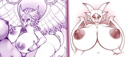 anthro big_breasts big_penis biting_lip blush breasts commission-mission dickgirl dragon drooling duo erection female futa_on_female hair horn huge_breasts humanoid_penis hyper hyper_breasts intersex intersex/female makeup nipples nude open_mouth paizuri penis retracted_foreskin saliva sex smile sweat thick_thighs tongue tongue_out uncut voluptuous wings