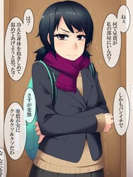 black_hair hayashi_custom imminent_sex incest scarf school_uniform translated twintails