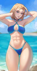 ass beach bikini blonde_hair blue_eyes bubble_butt cammy_white cammy_white_(street_fighter_6) capcom sea street_fighter water