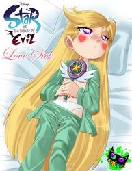 clothing disney female headband in_bed magic pajamas panties pants_pulled_down royal_magic_wand silent-sid solo star_butterfly star_vs_the_forces_of_evil straight_hair wand white_panties