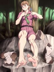 1girls barefoot blushing feet female foot_fetish gundam long_hair maku_(l-u) relena_peacecraft soles sweat