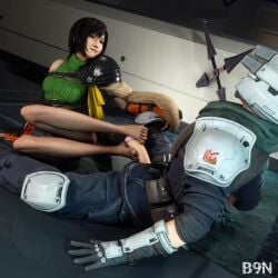 3d b9n bottomless bottomless_female feet female female_focus final_fantasy final_fantasy_vii final_fantasy_vii_remake foot_fetish footjob male/female penis_between_toes yuffie_kisaragi