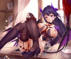 anal_beads anal_beads_pull breasts heels horns nipples tail thighhighs wings zombie-andy