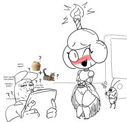 anthro blush carla_cupcake_(snaxattacks) cockroach english_text female five_nights_at_freddy's fnaf pussy text