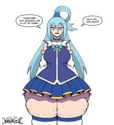 1girls annoyed annoyed_expression aqua_(konosuba) artist_logo artist_name ass big_ass big_breasts big_butt blue_eyes blue_hair bottom_heavy breasts cellulite clothing dialogue english_text female female_only fully_clothed goddess hi_res huge_ass huge_thighs hyper_thighs imminent_sex kono_subarashii_sekai_ni_shukufuku_wo! krowkwill long_hair looking_at_viewer massive_thighs mostly_clothed skindentation solo solo_female sweat sweating sweaty sweaty_thighs tagme text thick_thighs wide_hips wide_thighs