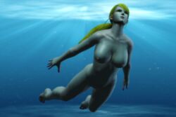 3d blonde_hair breasts feet female jc-starstorm metroid nintendo nude pussy samus_aran sarah_bryant swimming underwater virtua_fighter water